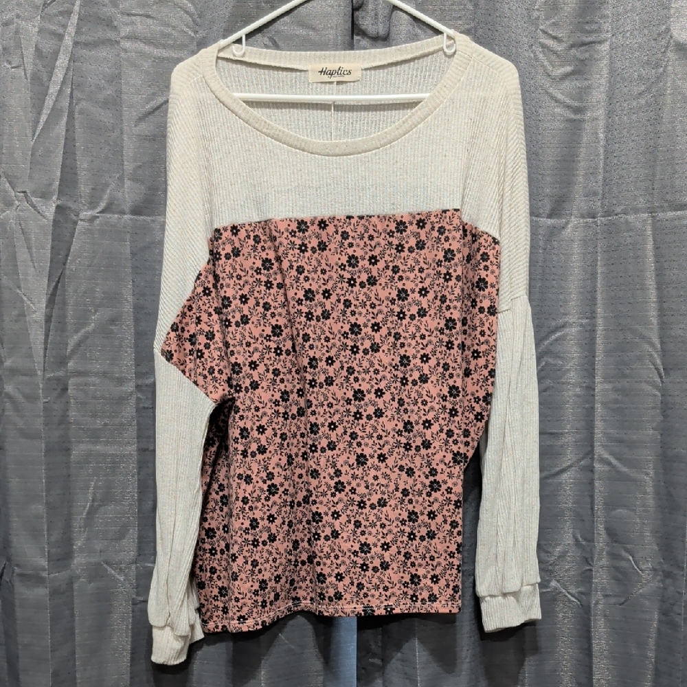 Floral Patterned Pink and Cream Sweatshirt